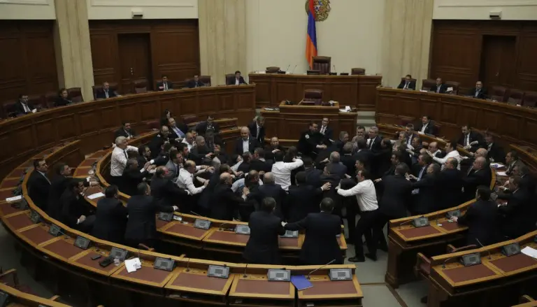 Conflit violent în Adunarea Națională a Armeniei între deputații Pactului Civil și cei ai opoziției Armenia Puternică